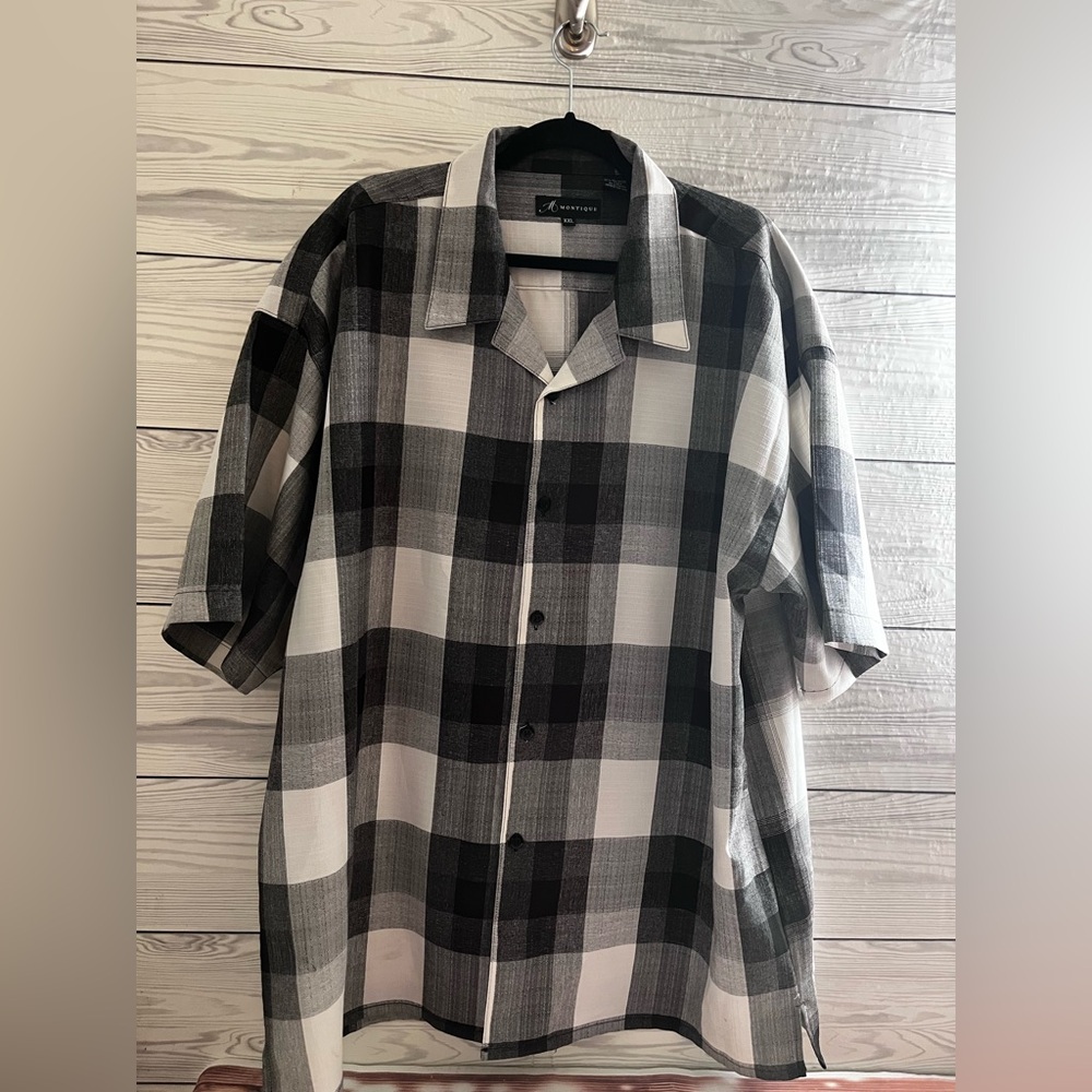 Montique  Black and White Plaid Shirt XXL